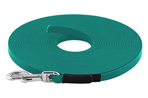 LENNIE BioThane Schleppleine, 10m, Petrol/Teal, 16mm für große Hunde, genäht von LENNIE