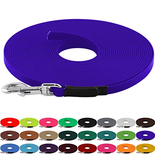 LENNIE BioThane Schleppleine, 13mm, Hunde 15-25kg, 1m lang, ohne Handschlaufe, Blau, genäht von LENNIE
