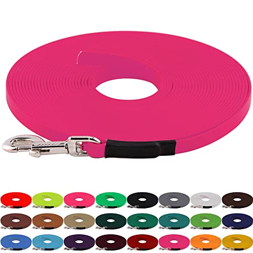 LENNIE BioThane Schleppleine, 13mm, Hunde 15-25kg, 1m lang, ohne Handschlaufe, Magenta, genäht von LENNIE