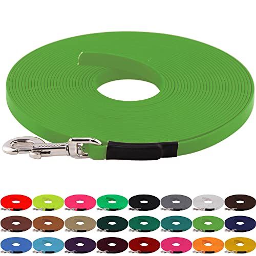 LENNIE BioThane Schleppleine, 13mm, Hunde 15-25kg, 2m lang, ohne Handschlaufe, Apfelgrün, genäht von LENNIE