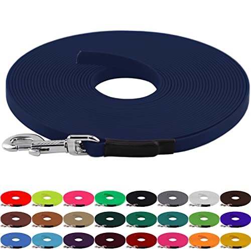 LENNIE BioThane Schleppleine, 13mm, Hunde 15-25kg, 3m lang, ohne Handschlaufe, Marineblau, genäht von LENNIE