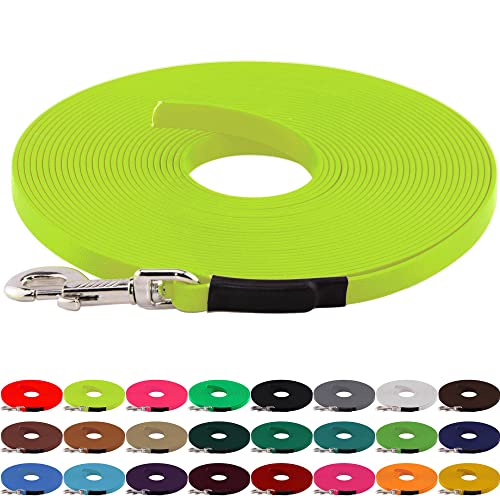 LENNIE BioThane Schleppleine, 13mm, Hunde 15-25kg, 3m lang, ohne Handschlaufe, Neon-Gelb, genäht von LENNIE