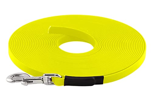 LENNIE BioThane Schleppleine, 15m, Neon-Gelb, 16mm für große Hunde, genäht von LENNIE