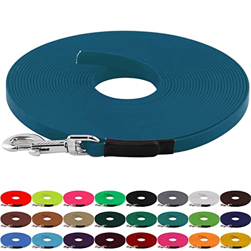 LENNIE BioThane Schleppleine, 19mm, Hunde ab 35kg, 2m lang, ohne Handschlaufe, Lagune, genäht von LENNIE