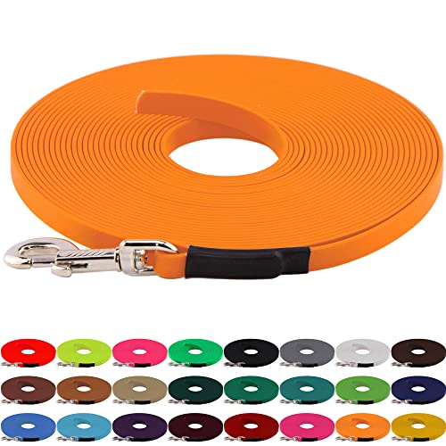 LENNIE BioThane Schleppleine, 9mm, Hunde 5-15kg, 20m lang, ohne Handschlaufe, Pastell-Orange, genäht von LENNIE