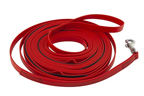 LENNIE BioThane Schleppleine mit Schlaufen für Hunde 25-35 kg, 16 mm, 10m, Rot mit Schwarz, genäht, Kurzführer, Handschlaufe LENNIE BioThane Schleppleine mit Schlaufen für Hunde 25-35 kg, 16 mm, 10m, Rot mit Schwarz, genäht, Kurzführer, Handschlaufe von LENNIE