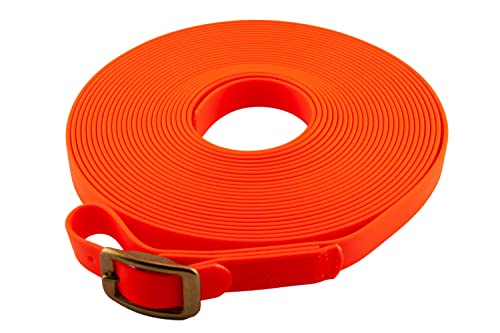 LENNIE BioThane Schweißleine mit Markierung, 16mm breit, Neon-Orange, 20m lang, Messingschnalle, 5m 7m 8m 10m 12m 15m 25m 30m LENNIE BioThane Schweißleine mit Markierung, 16mm breit, Neon-Orange, 20m lang, Messingschnalle, 5m 7m 8m 10m 12m 15m 25m 30m von LENNIE