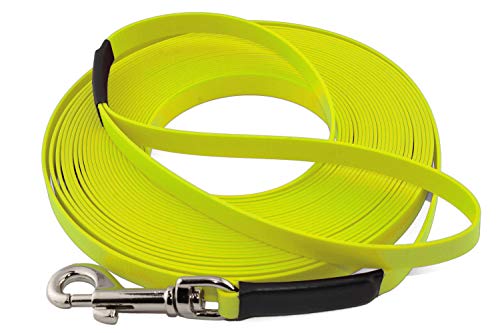 LENNIE Leichte BioThane Schleppleine, 19mm, Hunde ab 35kg, 7m lang, mit Handschlaufe, Neon-Gelb, genäht LENNIE Leichte BioThane Schleppleine, 19mm, Hunde ab 35kg, 7m lang, mit Handschlaufe, Neon-Gelb, genäht von LENNIE