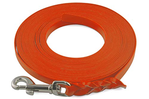 LENNIE Leichte BioThane Schleppleine, 9mm, Hunde 5-15kg, 3m lang, ohne Handschlaufe, Neon-Orange, geflochten LENNIE Leichte BioThane Schleppleine, 9mm, Hunde 5-15kg, 3m lang, ohne Handschlaufe, Neon-Orange, geflochten von LENNIE
