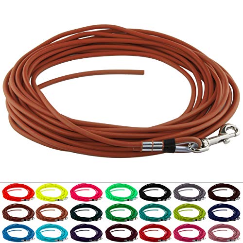LENNIE Runde BioThane Schleppleine für Hunde ab 25kg, Ø 8mm, 5m lang, ohne Handschlaufe, Hellbraun LENNIE Runde BioThane Schleppleine für Hunde ab 25kg, Ø 8mm, 5m lang, ohne Handschlaufe, Hellbraun von LENNIE