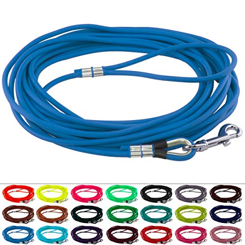LENNIE Runde BioThane Schleppleine für Hunde von 15-25kg, Ø 6mm, 20m lang, mit Handschlaufe, Azurblau LENNIE Runde BioThane Schleppleine für Hunde von 15-25kg, Ø 6mm, 20m lang, mit Handschlaufe, Azurblau von LENNIE