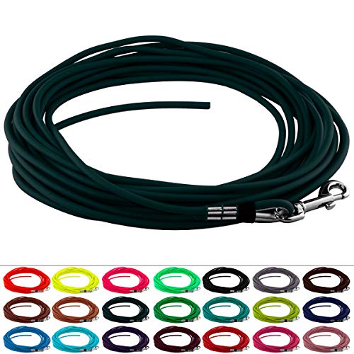 LENNIE Runde BioThane Schleppleine für Hunde von 15-25kg, Ø 6mm, 20m lang, ohne Handschlaufe, Dunkelgrün LENNIE Runde BioThane Schleppleine für Hunde von 15-25kg, Ø 6mm, 20m lang, ohne Handschlaufe, Dunkelgrün von LENNIE