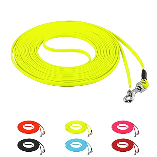 LENNIE Ultraleichte BioThane Schleppleine für Hunde/Katzen bis 3 kg, 5 mm LACE, 5m lang, ohne Handschlaufe, Neon-Gelb, genäht von LENNIE