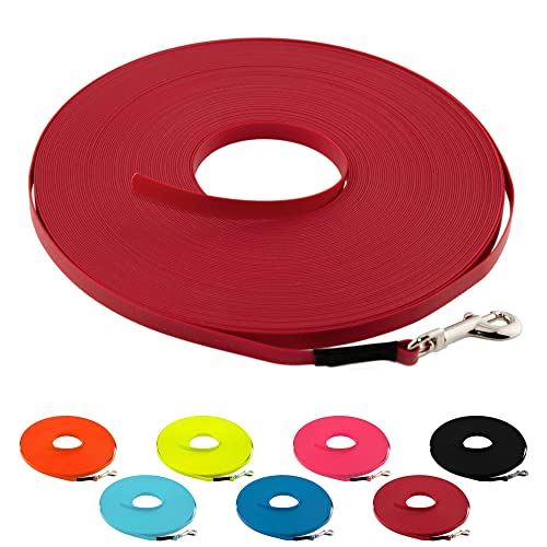 LENNIE Ultraleichte BioThane Schleppleine für Hunde bis 5kg, 3m lang, ohne Handschlaufe, Rot, genäht, 9 mm von LENNIE