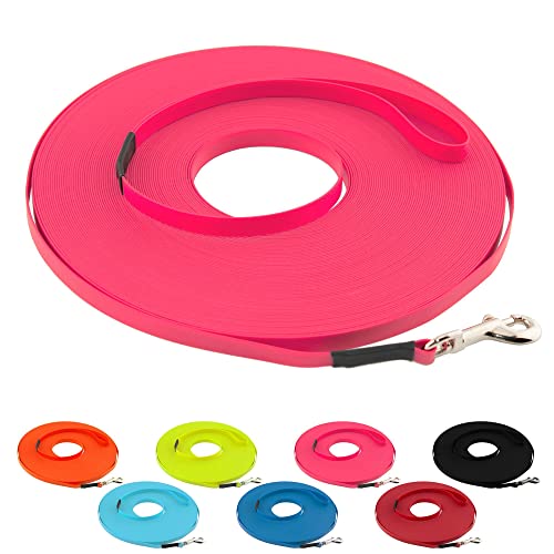 LENNIE Ultraleichte BioThane Schleppleine für Hunde bis 5kg, 5m lang, mit Handschlaufe, Neon-Pink, genäht, 9 mm LENNIE Ultraleichte BioThane Schleppleine für Hunde bis 5kg, 5m lang, mit Handschlaufe, Neon-Pink, genäht, 9 mm von LENNIE
