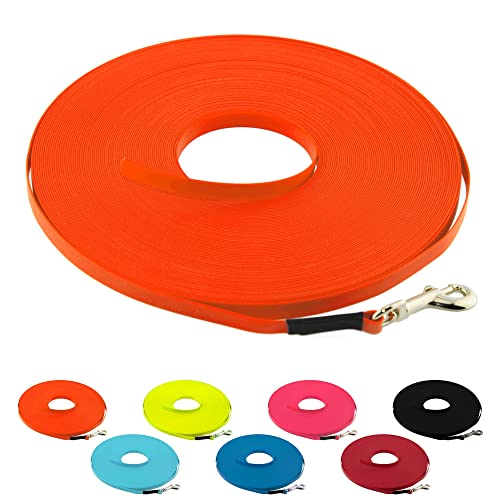 LENNIE Ultraleichte BioThane Schleppleine für Hunde bis 5kg, 7m lang, ohne Handschlaufe, Neon-Orange, genäht, 9 mm LENNIE Ultraleichte BioThane Schleppleine für Hunde bis 5kg, 7m lang, ohne Handschlaufe, Neon-Orange, genäht, 9 mm von LENNIE