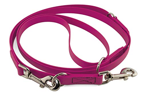 LENNIE Verstellbare BioThane Führleine, 13mm breit, 3m lang, Magenta, genäht, Doppelleine LENNIE Verstellbare BioThane Führleine, 13mm breit, 3m lang, Magenta, genäht, Doppelleine von LENNIE