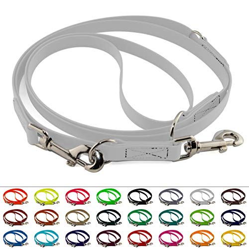 LENNIE Verstellbare BioThane Führleine, 16mm breit, 2m lang, Weiß, genäht, Doppelleine LENNIE Verstellbare BioThane Führleine, 16mm breit, 2m lang, Weiß, genäht, Doppelleine von LENNIE