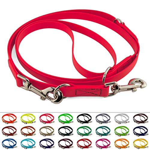LENNIE Verstellbare BioThane Führleine, 16mm breit, 3m lang, Neon-Pink, genäht, Doppelleine LENNIE Verstellbare BioThane Führleine, 16mm breit, 3m lang, Neon-Pink, genäht, Doppelleine von LENNIE