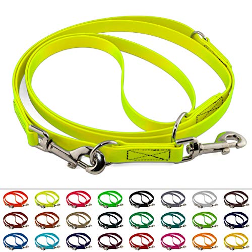 Mehrfach verstellbare BioThane Führleine, 19mm breit, 2m lang, Neon-Gelb, genäht, Doppelleine Mehrfach verstellbare BioThane Führleine, 19mm breit, 2m lang, Neon-Gelb, genäht, Doppelleine von LENNIE