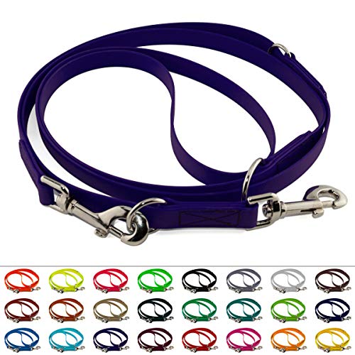 Mehrfach verstellbare BioThane Führleine, 19mm breit, 3m lang, Lila/Violett, genäht, Doppelleine Mehrfach verstellbare BioThane Führleine, 19mm breit, 3m lang, Lila/Violett, genäht, Doppelleine von LENNIE