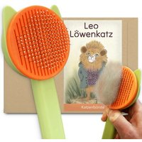 LEO LÖWENKATZ Katzenbürste für die Fellpflege von Katzen. Leichte Entfernung der Katzenhaare aus der Fellbürste, Bürste für Katzen von LEO LÖWENKATZ