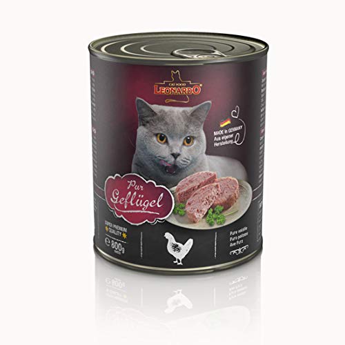 Leonardo Katzennassfutter Geflügel pur 6x800g Dosen, getreidefrei von LEONARDO HOME