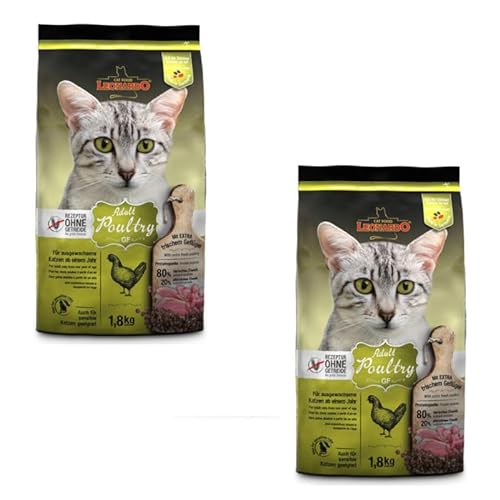 LEONARDO Adult GF Poultry | Doppelpack | 2 x 300 g | Trockenfutter für ausgewachsene Katzen | Ideal bei Futterunverträglichkeiten | Für Sensible Katze | Getreidefrei von Leonardo