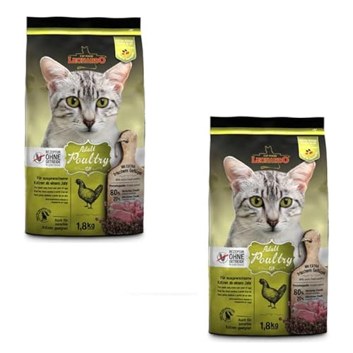 LEONARDO Adult GF Poultry | Doppelpack | 2 x 300 g | Trockenfutter für ausgewachsene Katzen | Ideal bei Futterunverträglichkeiten | Für Sensible Katze | Getreidefrei von Leonardo