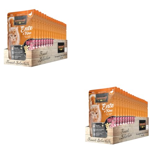 LEONARDO Finest Selection Ente & Käse | Doppelpack | 2 x 16 x 85 g | Nassfutter für ausgewachsene Katzen | In praktischen Einzelportionen | Enthält wertvolles Lachsöl von Leonardo
