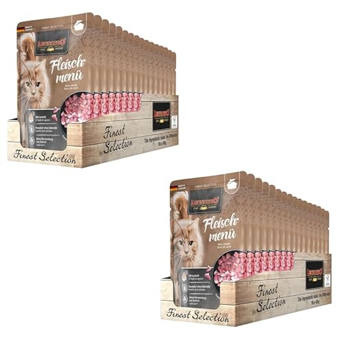 Leonardo Finest Selection Fleischmenü | Doppelpack | 2 x 16 x 85 g | Nassfutter für ausgewachsene Katzen | Empfohlen bei Futterunverträglichkeiten | Frischebeutel von Leonardo