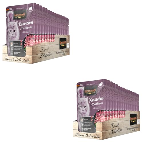 LEONARDO Finest Selection Kaninchen & Cranberries | Doppelpack | 2 x 16 x 85 g | Nassfutter für ausgewachsene Katzen | In praktischen Einzelportionen | Mit wertvollem Lachsöl von Leonardo
