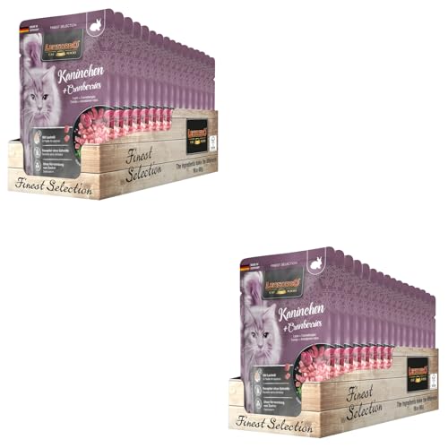 Leonardo Finest Selection Kaninchen & Cranberries | Doppelpack | 2 x 16 x 85 g | Nassfutter für ausgewachsene Katzen | In praktischen Einzelportionen | Mit wertvollem Lachsöl von Leonardo