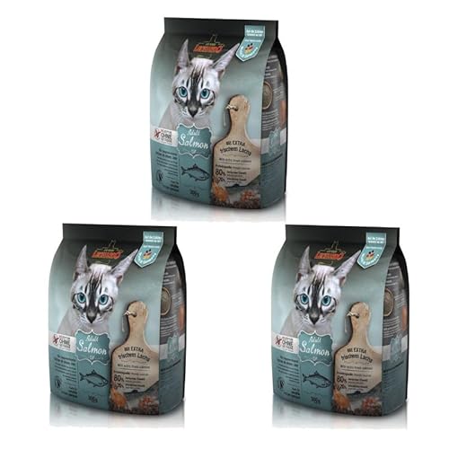 LEONARDO GF Salmon Adult | 3er Pack | 3 x 300 g | Trockenfutter für ausgewachsene Katzen | Empfohlen bei Futterunverträglichkeiten | Optimale Krokettenform von Leonardo