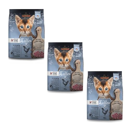 Leonardo Kitten GF | 3er Pack | 3 x 300 g | Trockenfutter für Kitten | Empfohlen zur Unterstützung Einer gesunden Verdauung | Optimale Krokettenform von Leonardo