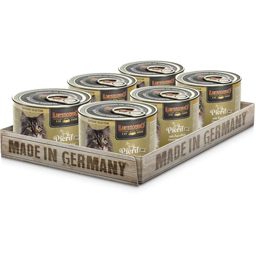 LEONARDO Katzen Nassfutter Superior Selection, Pferd mit Zucchini, 6x200g Dose, für ausgewachsene Katzen, getreidefrei, ohne Zucker, Made in Germany von Leonardo