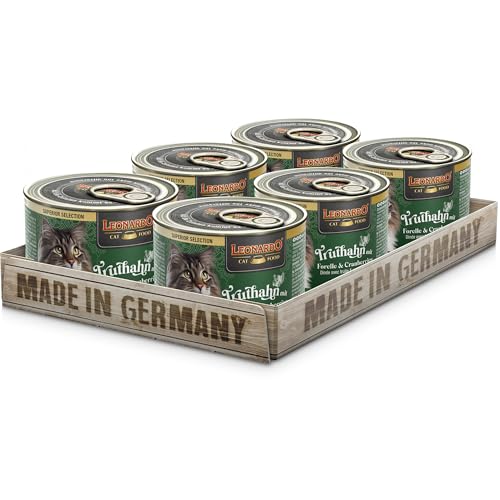 LEONARDO Nassfutter, Superior Selection, Truthahn mit Forelle & Cranberries, 6x200g Dose, für ausgewachsene Katzen, getreidefrei, ohne Zucker, Made in Germany von Leonardo