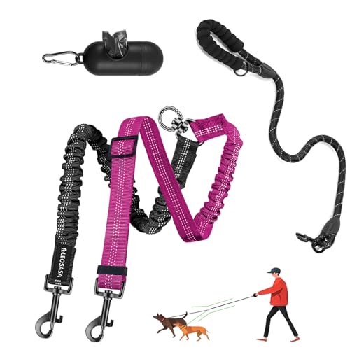 LEOSASA 2-in-1-Doppel-Hundeleine, 360° drehbar, kein Verheddern, 1 Leine mit Griff, 2 Hunde, taktikell, multifunktionale Leine, für Spaziergänge im Freien, Zug, kleine, mittelgroße und große Hunde, LEOSASA 2-in-1-Doppel-Hundeleine, 360° drehbar, kein Verheddern, 1 Leine mit Griff, 2 Hunde, taktikell, multifunktionale Leine, für Spaziergänge im Freien, Zug, kleine, mittelgroße und große Hunde, von LEOSASA