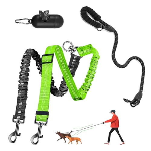 LEOSASA 2-in-1-Doppel-Hundeleine, 360° drehbar, kein Verheddern, 1 Leine mit Griff, 2 Hunde, taktikell, multifunktionale Leine, für Spaziergänge im Freien, Zug, kleine, mittelgroße und große Hunde, LEOSASA 2-in-1-Doppel-Hundeleine, 360° drehbar, kein Verheddern, 1 Leine mit Griff, 2 Hunde, taktikell, multifunktionale Leine, für Spaziergänge im Freien, Zug, kleine, mittelgroße und große Hunde, von LEOSASA