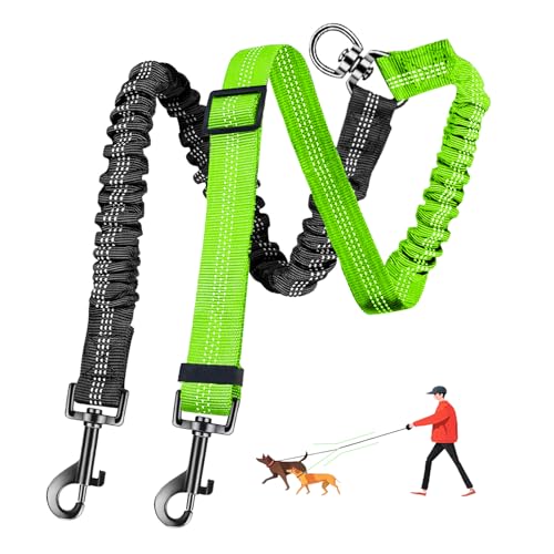 LEOSASA 2-in-1-Doppel-Hundeleine, 360° drehbar, kein Verheddern, für Hunde, multifunktional, für Spaziergänge im Freien, Zug, kleine, mittelgroße und große Hunde, Schwarz, Grün LEOSASA 2-in-1-Doppel-Hundeleine, 360° drehbar, kein Verheddern, für Hunde, multifunktional, für Spaziergänge im Freien, Zug, kleine, mittelgroße und große Hunde, Schwarz, Grün von LEOSASA