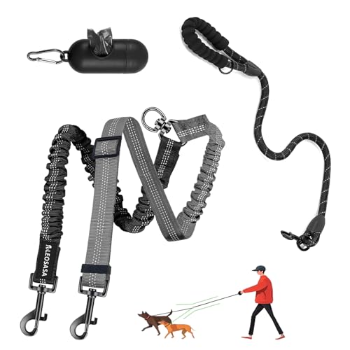 LEOSASA Doppel-Hundeleine, um 360° drehbar, verhedderungsfrei, Splitterbefestigung, 1 Seil mit Griff, 2 Hunde, multifunktionale Leine, für Spaziergänge im Freien, Zug, klein, mittel, groß, zwei LEOSASA Doppel-Hundeleine, um 360° drehbar, verhedderungsfrei, Splitterbefestigung, 1 Seil mit Griff, 2 Hunde, multifunktionale Leine, für Spaziergänge im Freien, Zug, klein, mittel, groß, zwei von LEOSASA