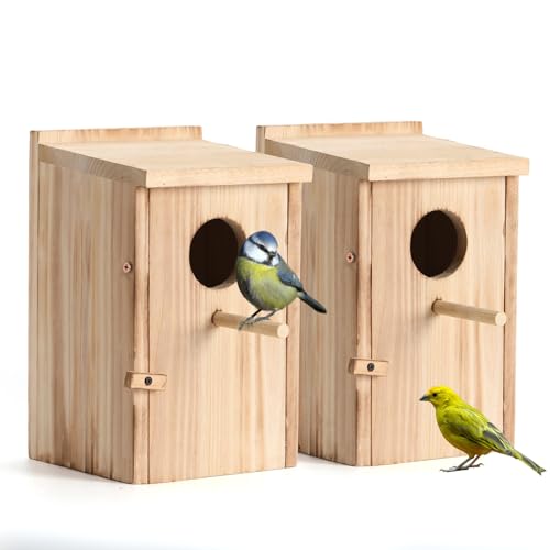 Vogelhäuser für den Außenbereich, Kolibri-Haus, Vogelhaus-Set, Bluebird Finken, Schwalbe, Zaunkönig, Küken, 2 Stück von LEOSYY