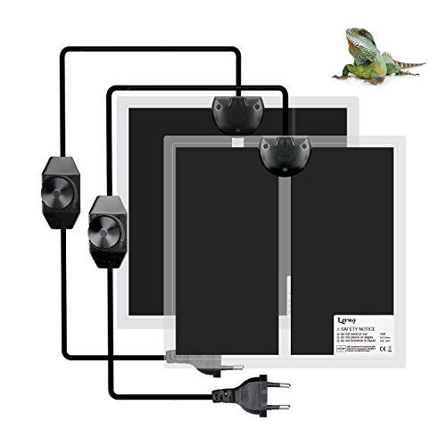 LERWAY Reptil Heizmatte, 2PCS Terrarium Heizmatte Temperaturregler Wärmematte für Reptilien Eidechse Gecko Schlangen Schildkröte Spinne (2 Pack-14W) von LERWAY