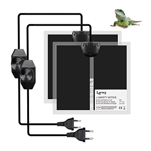 LERWAY Reptil Heizmatte, 2PCS Terrarium Heizmatte Temperaturregler Wärmematte für Reptilien Eidechse Gecko Schlangen Schildkröte Spinne (2 Pack-5W) von LERWAY