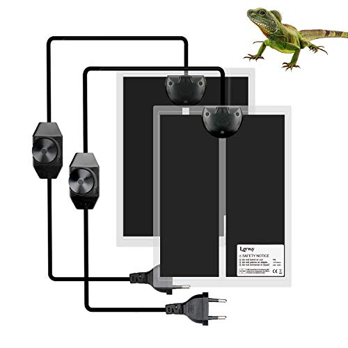 LERWAY Reptil Heizmatte, 2PCS Terrarium Heizmatte Temperaturregler Wärmematte für Reptilien Eidechse Gecko Schlangen Schildkröte Spinne (2 Pack-7W) von LERWAY