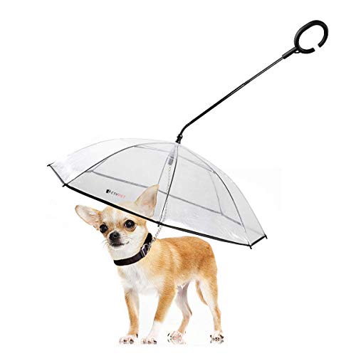 LESYPET Hunde-Regenschirm, verstellbar, mit Leine für kleine Haustiere (verbesserter Flexibler Griff) von LESYPET