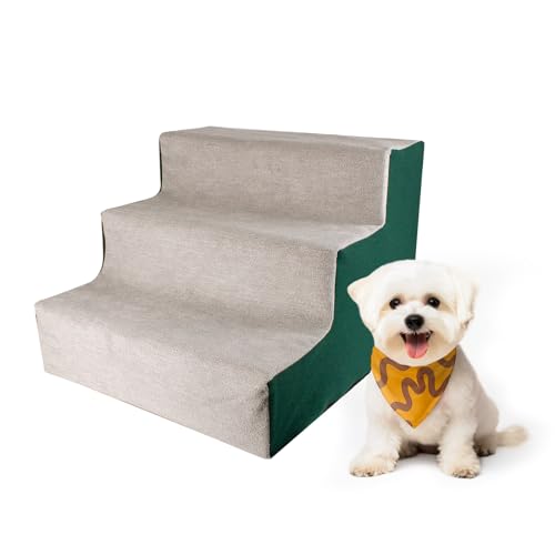LESYPET Hundetreppe für Bett, tragbare 3-stufige für Couch Hundetreppe für kleine Hunde Katze Indoor Haustiertreppe Montage Grün von LESYPET