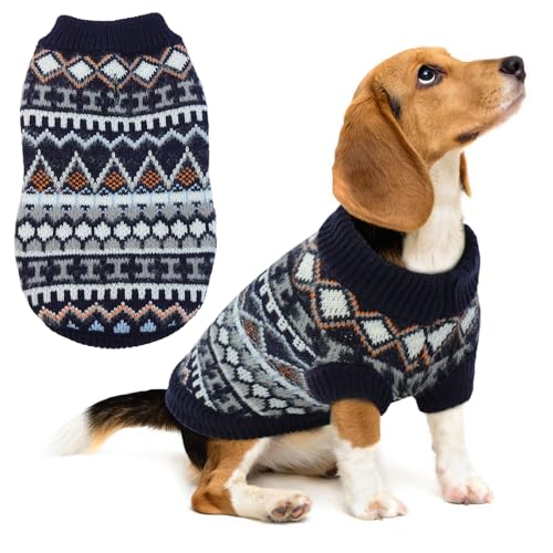 Boho-Weihnachtspullover für Hunde – Hässliche Pullover für kleine und mittelgroße Hunde, Mädchen und Jungen, warme Kleidung, Strickpullover mit Loch für die Leine, stilvolles Winteroutfit für den von LETSQK