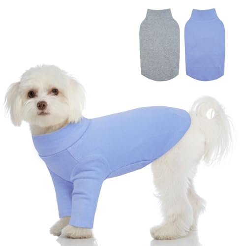 Hunde-T-Shirt, 2er-Pack für kleine und mittelgroße Hunde, weiche Baumwolle, atmungsaktiv und bequem, maschinenwaschbar, stilvolle Designs für den täglichen Gebrauch von LETSQK
