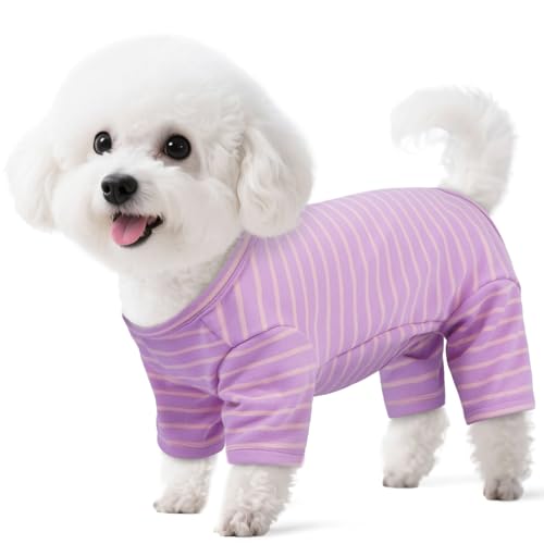 LETSQK Gestreifter Hunde-Pyjama, Thermo-Body für kleine bis große Hunde, Fleece-Hausanzug, dehnbar und maschinenwaschbar, Bauchschnitt für Männer, ideal für Operationen und kaltes Wetter, Lila, Größe LETSQK Gestreifter Hunde-Pyjama, Thermo-Body für kleine bis große Hunde, Fleece-Hausanzug, dehnbar und maschinenwaschbar, Bauchschnitt für Männer, ideal für Operationen und kaltes Wetter, Lila, Größe von LETSQK